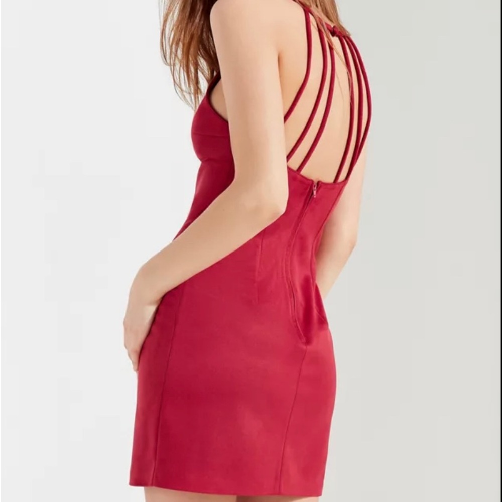 UO Sally Faux-Suede Strappy Back Mini Dress